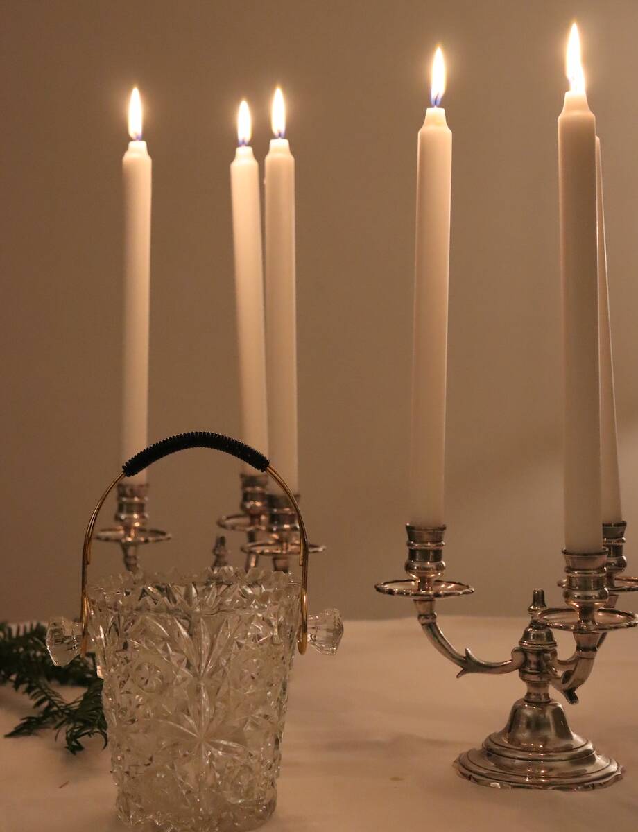 Pair of triangular 3-light candlesticks