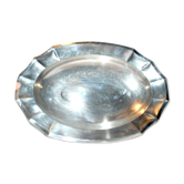 Silver metal oval plate Gallia