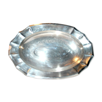 Silver metal oval plate Gallia