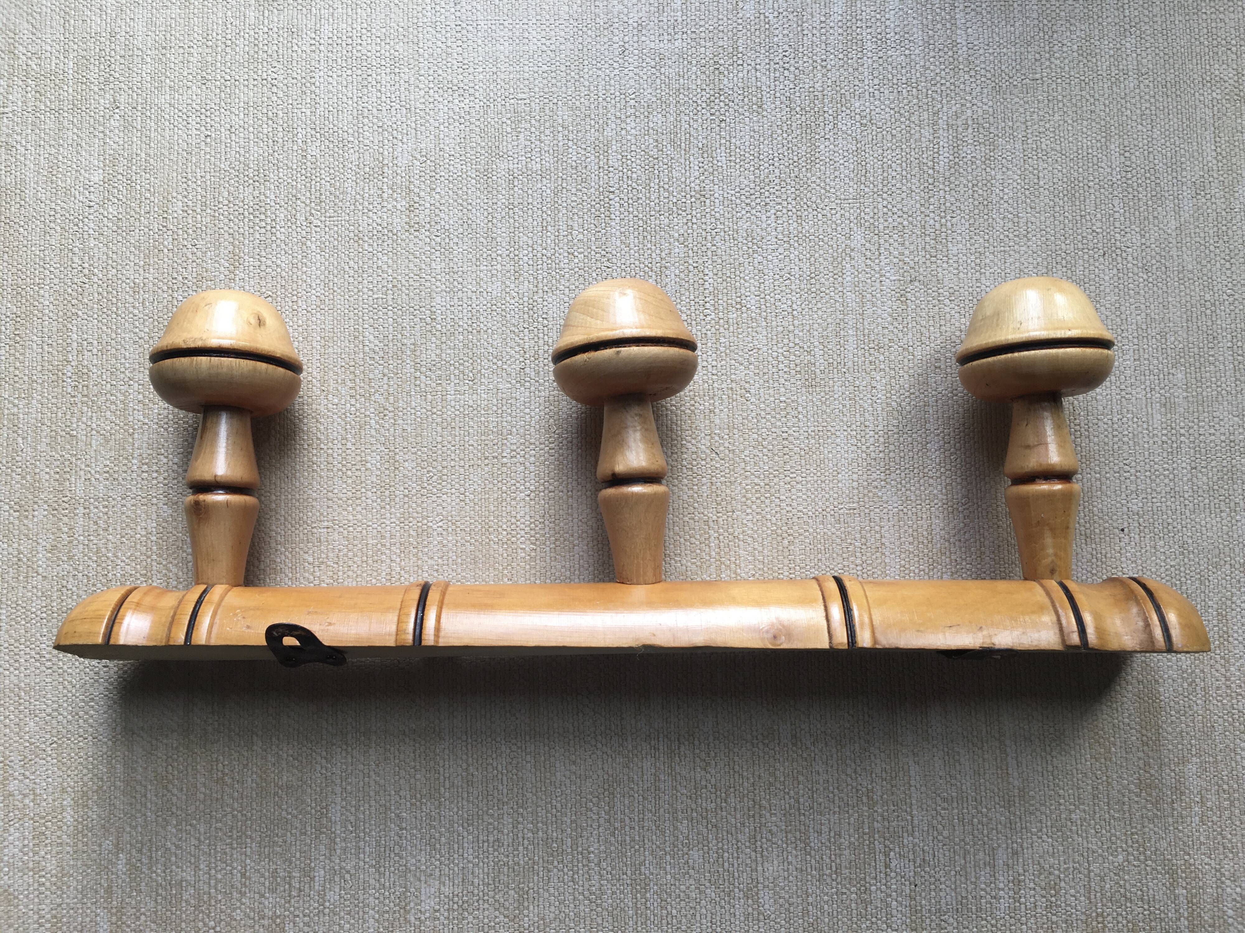 Porte-manteau 3 patères imitation bambou vintage