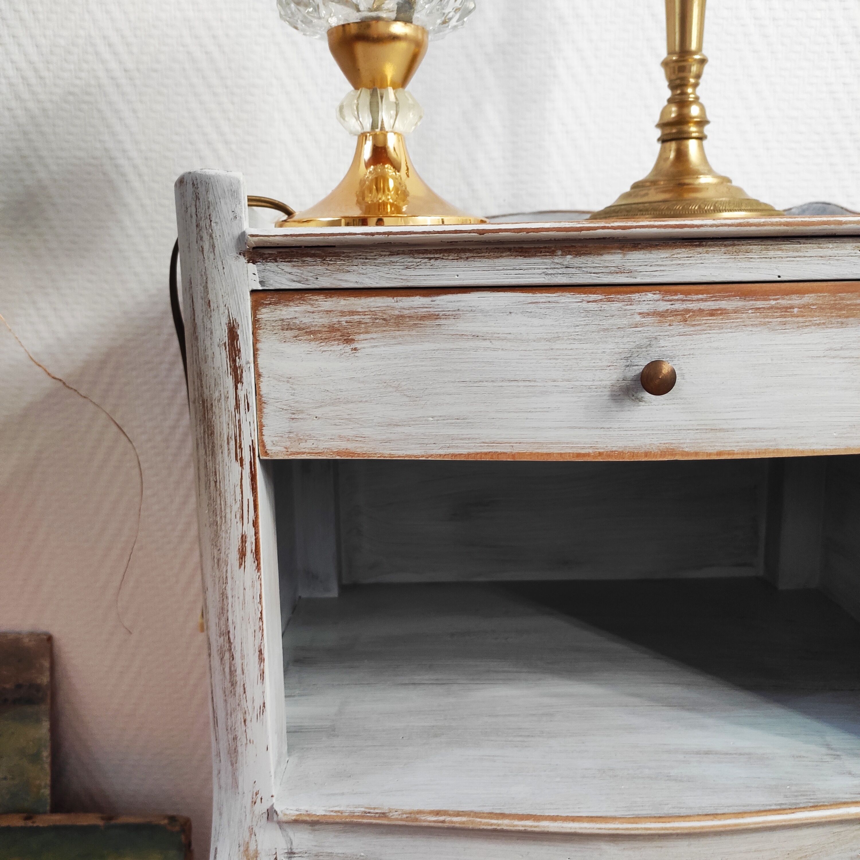 Pair of patinated bedside tables