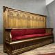 Monumental Gothic style bench in solid oak and patinated plaster circa 1800 / length 282 cm