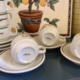 Set of 6 cups and vintage bistro plates