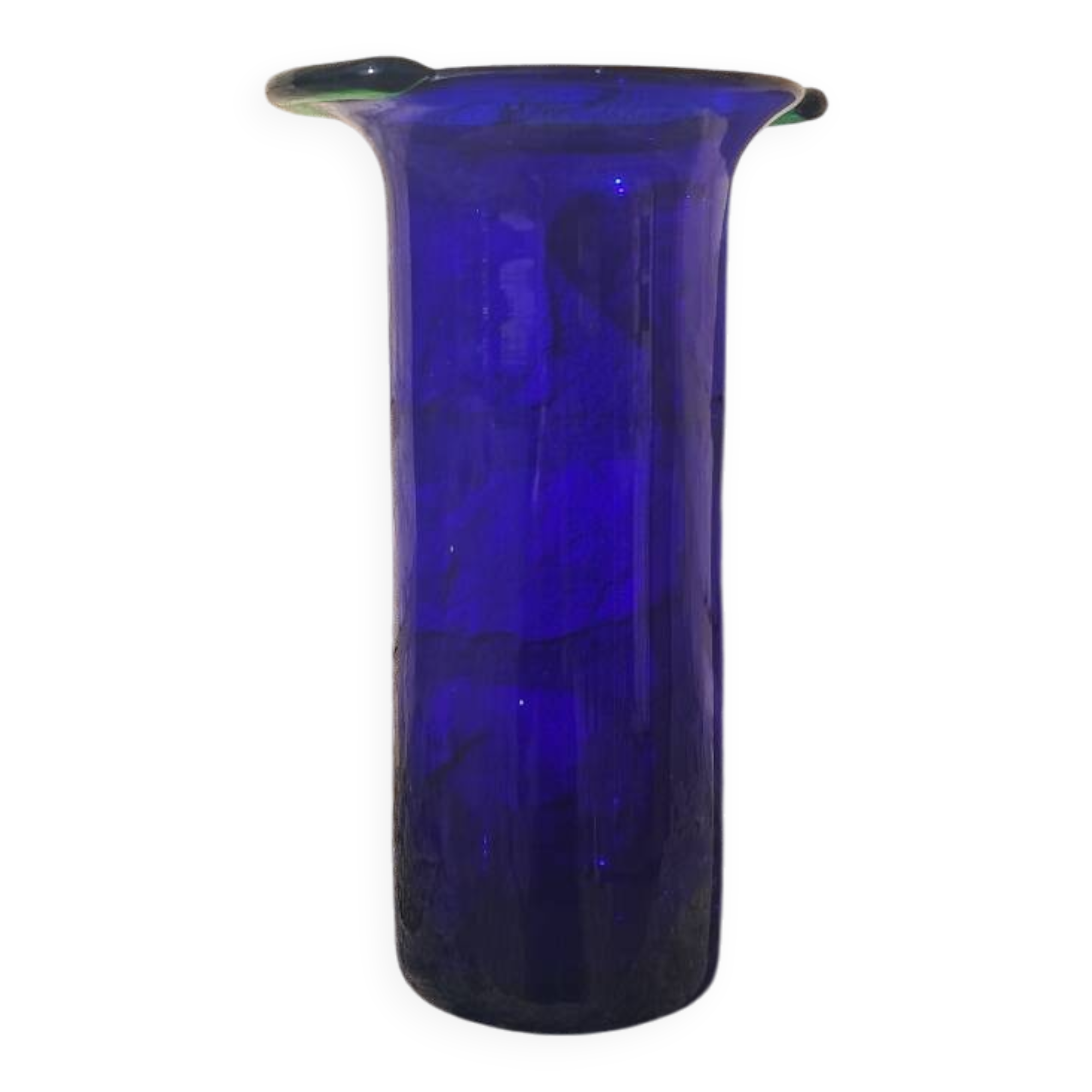 Blue blown glass vase.