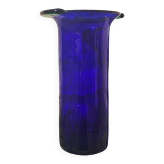 Blue blown glass vase.