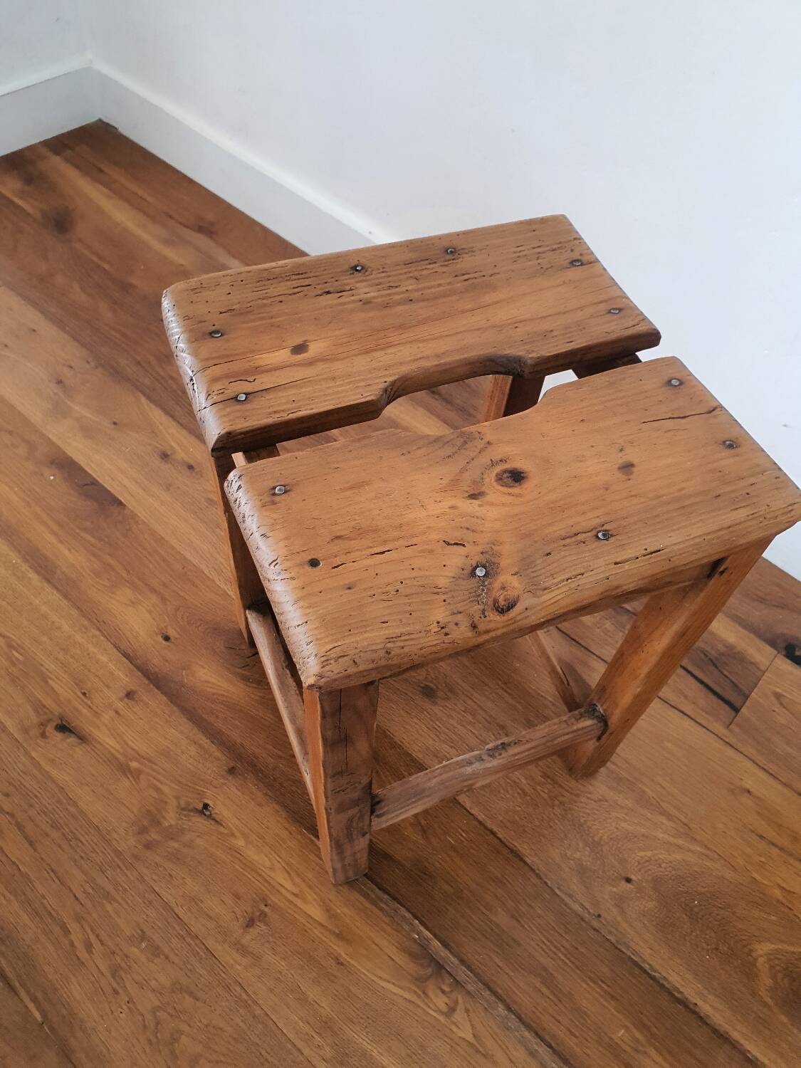 Antique wooden farm stool