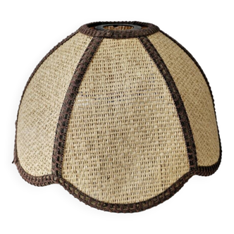 Vintage rattan raffia wicker flower shape two-tone chandelier pendant light