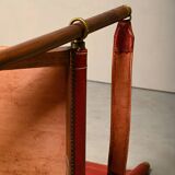 Pair Mogens Koch MK-16 Folding Chair in Oak Wood with Red Leather for Valma