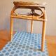 Small table vintage bamboo and rattan tripod