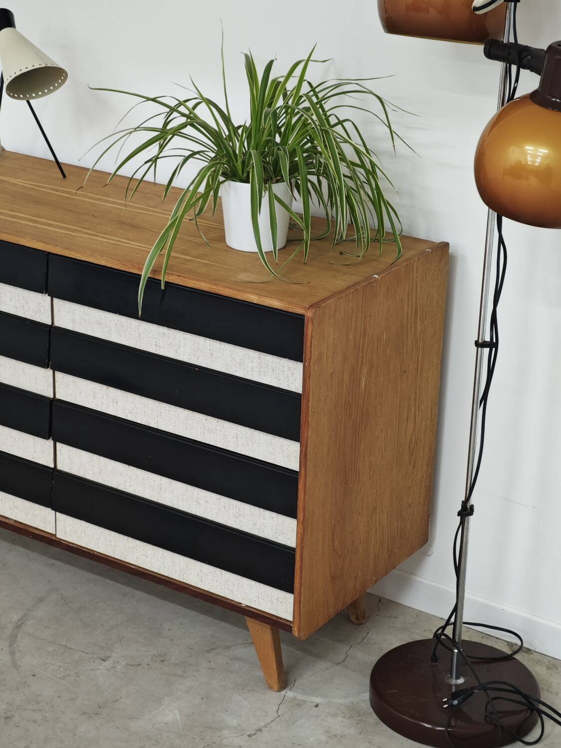 Wooden commode U 453 black and white by Jiri Jiroutek for Intérier Praha