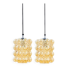 Pair of Mid-Century Amber Bubble Glass Ceiling Lights by Helena Tynell for Limburg, Germany, 1960s