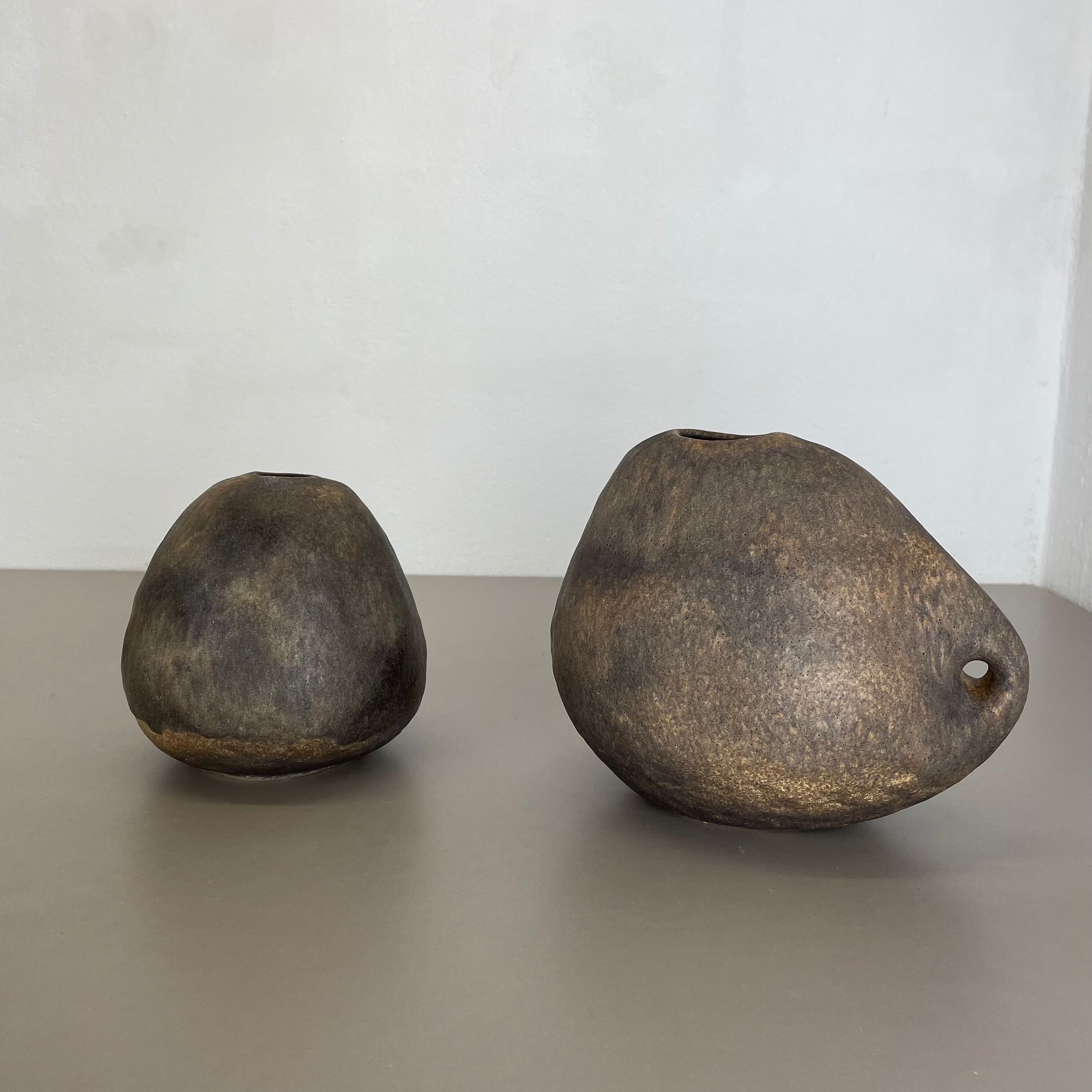 Set of 2 West German Ceramic Studio Vase Object by Helmut Schäffenacker, 1960s
