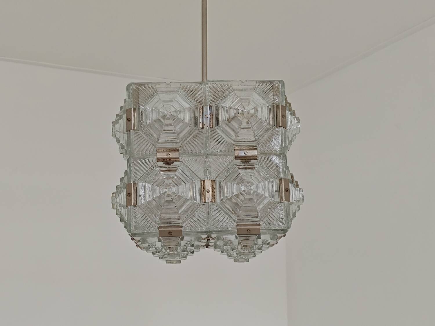 Pyramid chandelier by Jaroslav Bejvl for Preciosa, Kamenicky Senov 1967