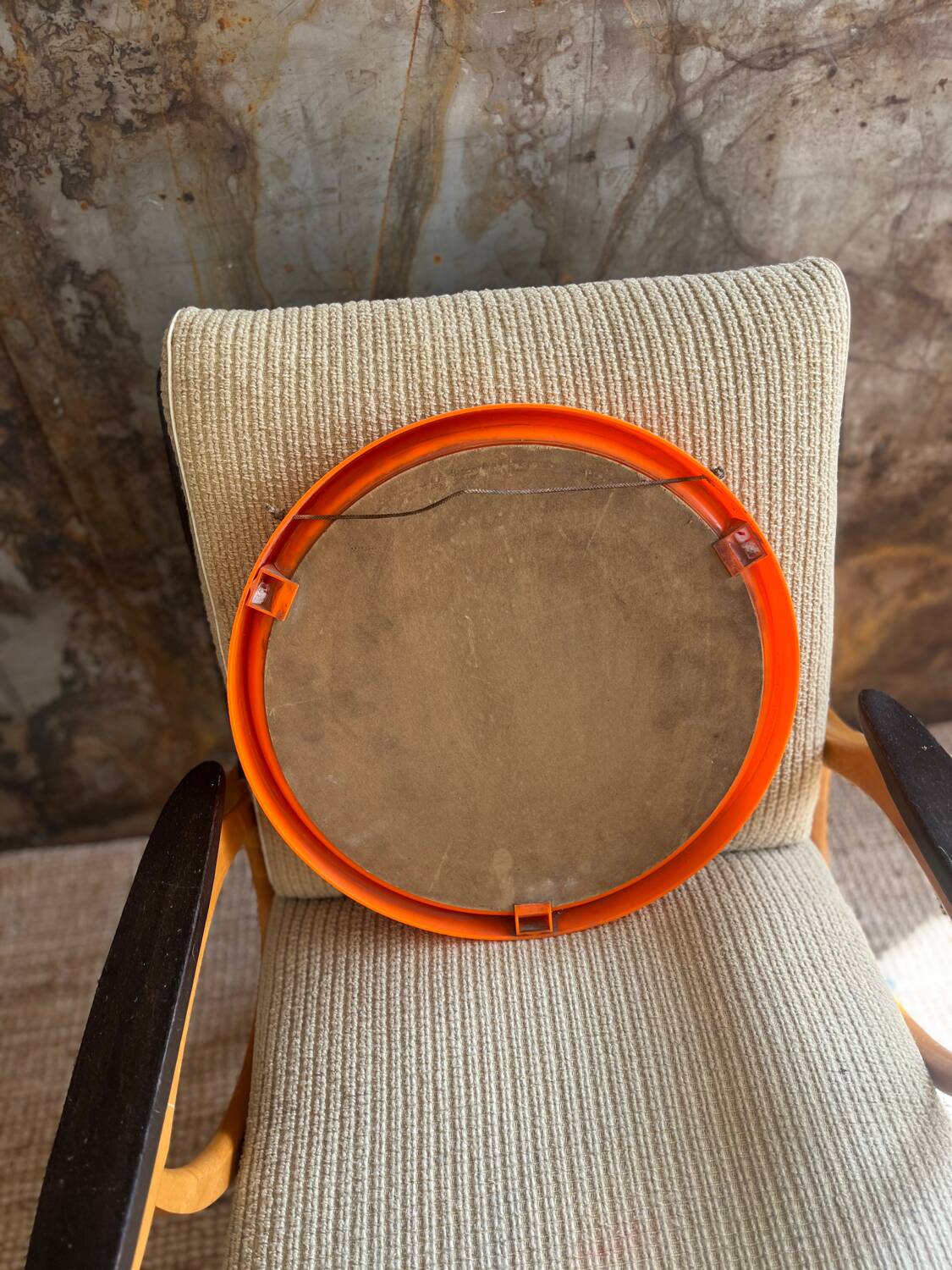 Miroir rond orange