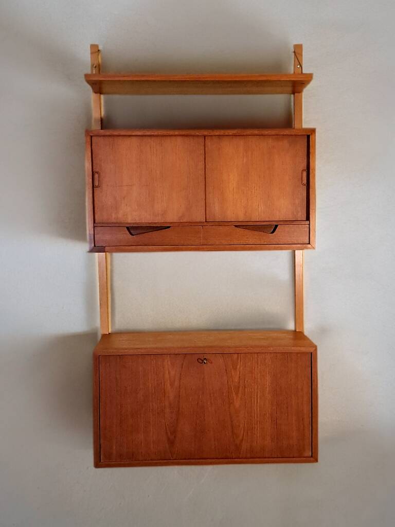Teak wall secretary RIVAL, Vintage Scandinavian 1960s