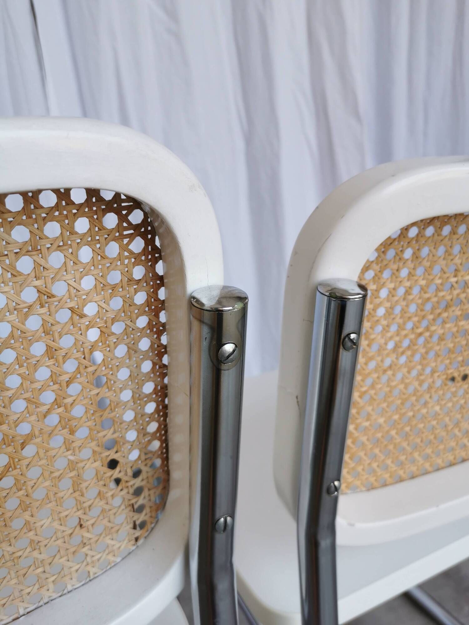 Set of 2 Vintage Cesca Chairs: Marcel Breuer Chrome & Cane, 1970s Mid-Centu