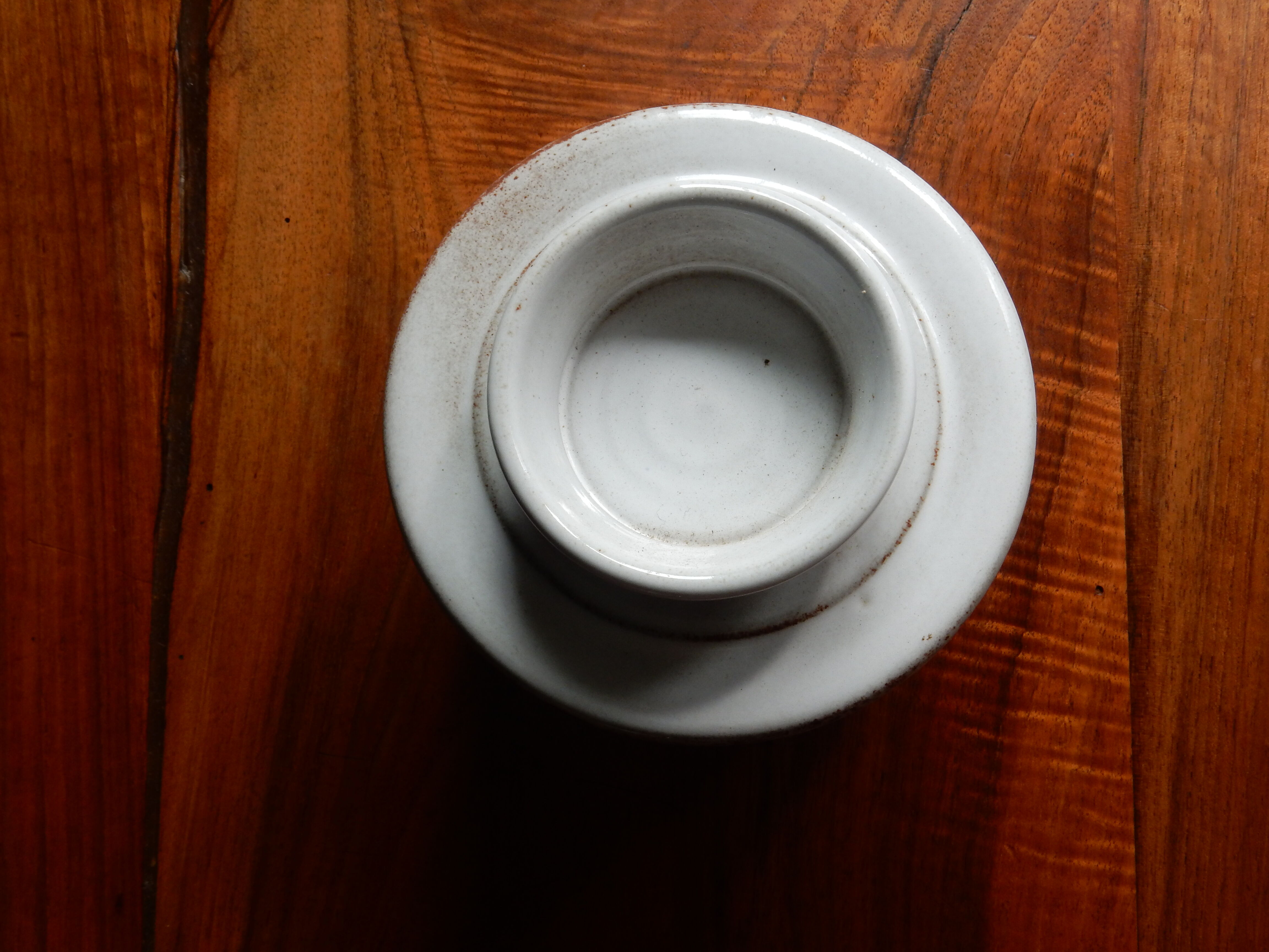 White stoneware butter dish