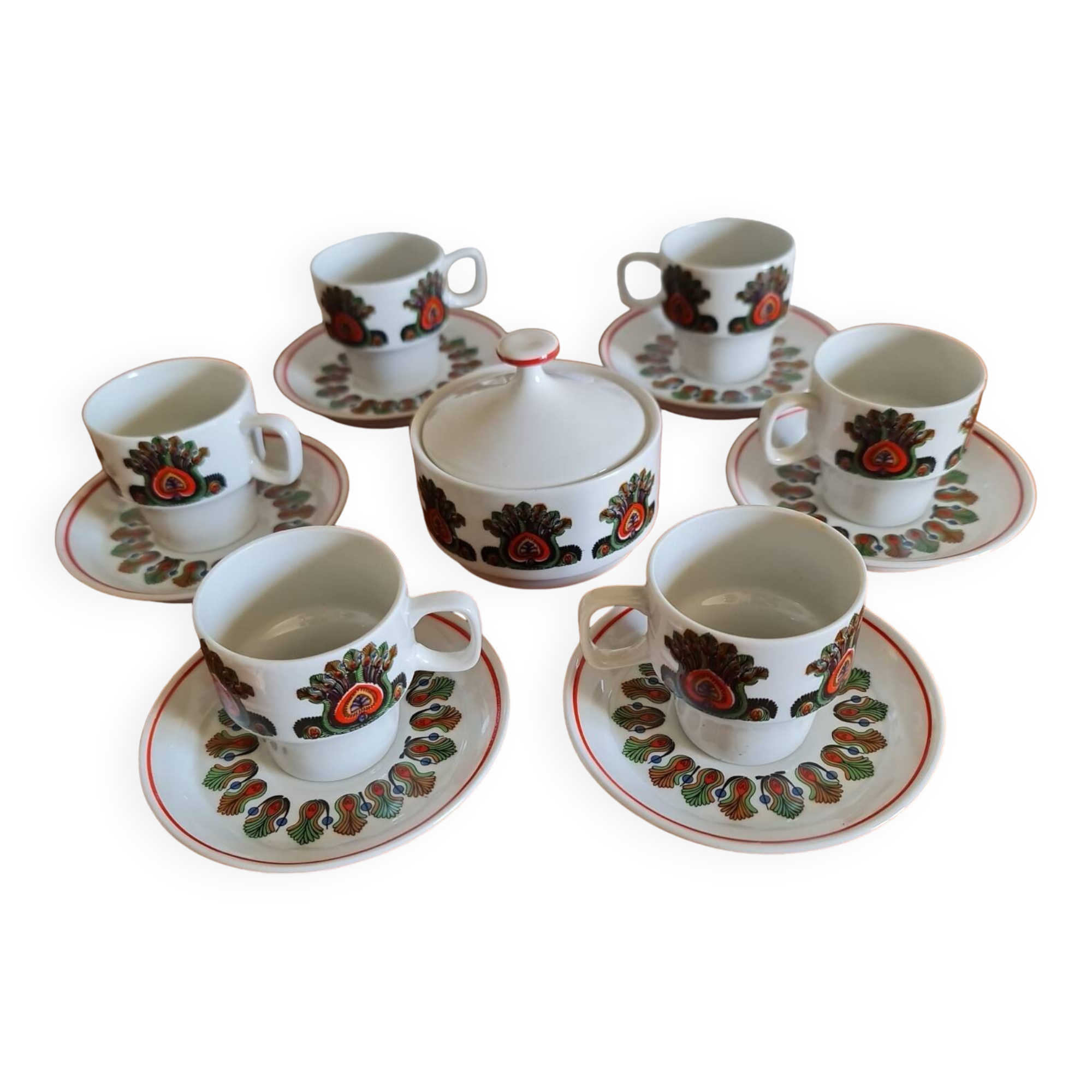 Hollóháza porcelain coffee service, Hungary 1970