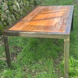 Large industrial table in wood and metal