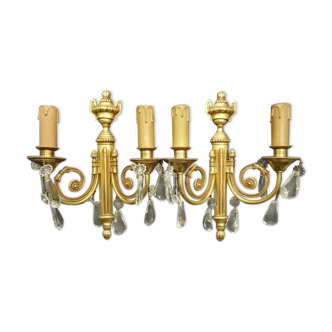 Paire d'appliques aux pampilles, style Louis XVI