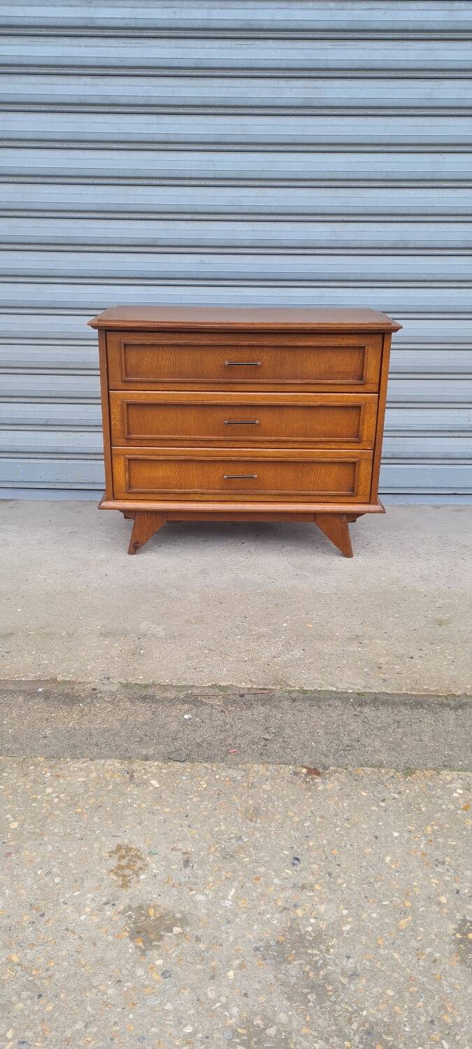 Oak compass foot chest of drawers 1960