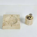 70' travertine ashtray and lighter