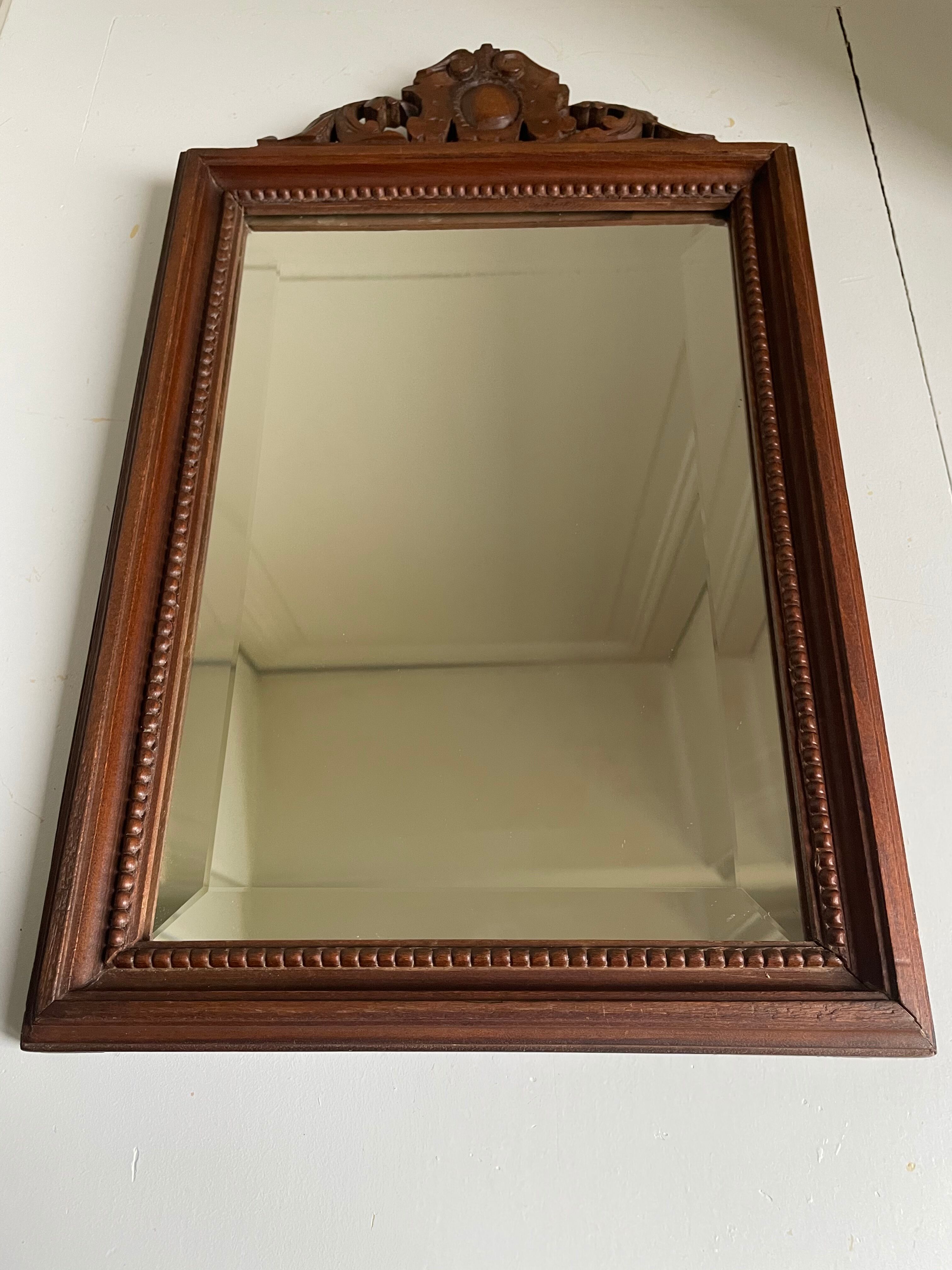 Bevelled mirror frame carved wood
