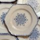 Set of 10 antique 6-sided flat plates – late 19th century earthenware, oriental light blue decor