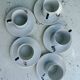 Lot de 4 tasses et soucoupes anciennes, décor Arlequin