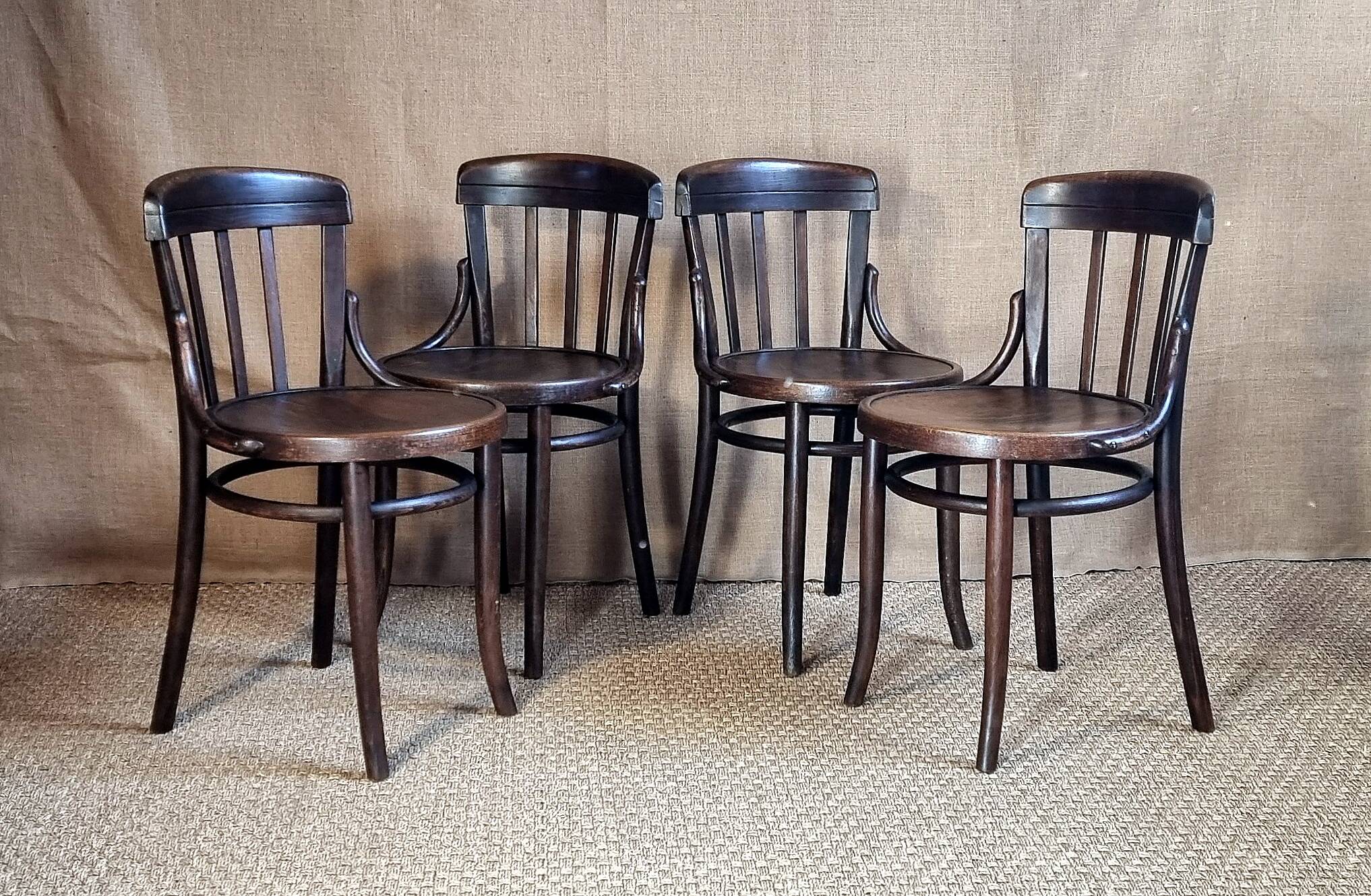 Set 4 chaises bistrot thonet vers 1930