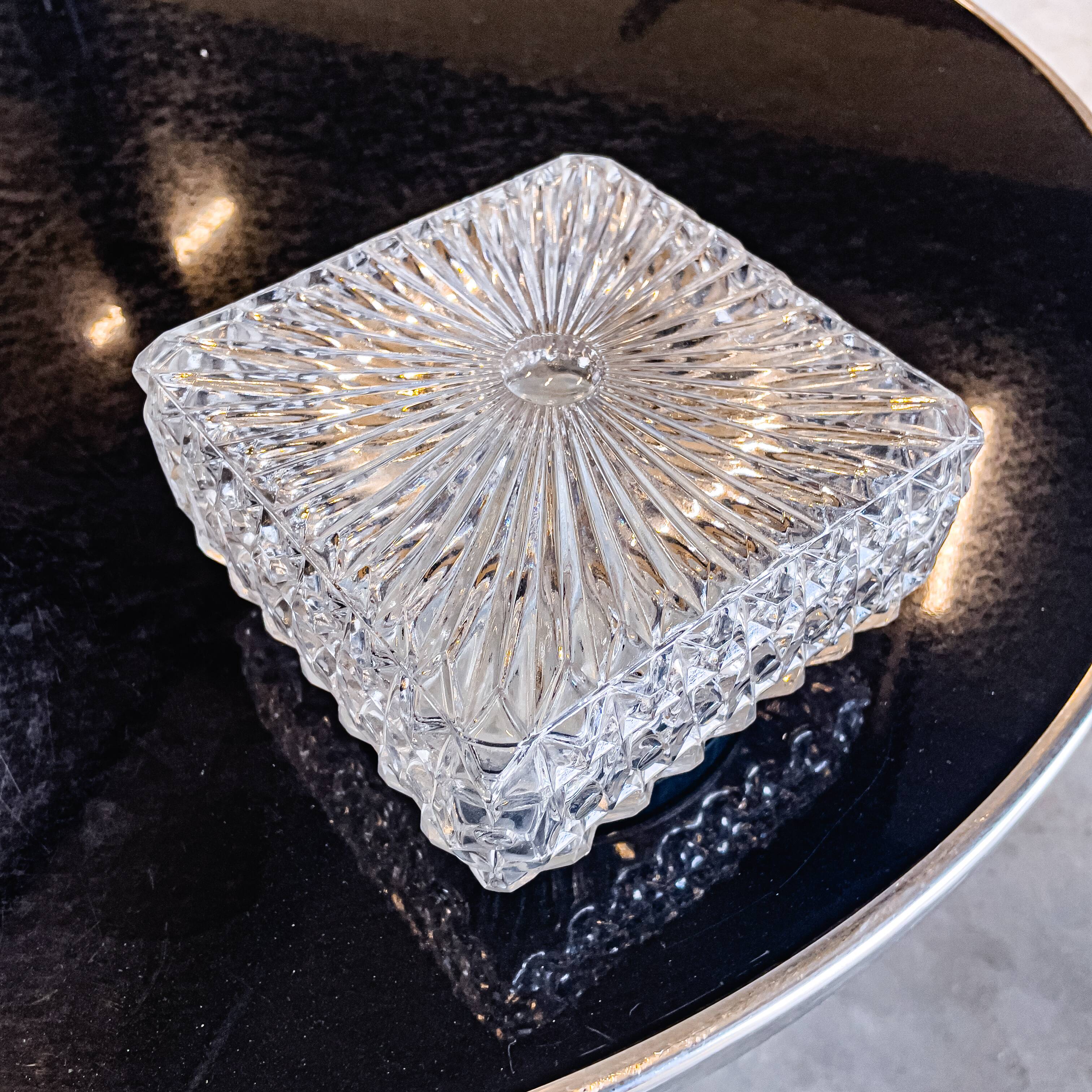 Vintage square ceiling light or wall lamp molded glass art deco style