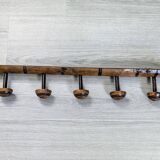 Vintage bamboo carved wood coat rack with 7 hooks – Natural elegance