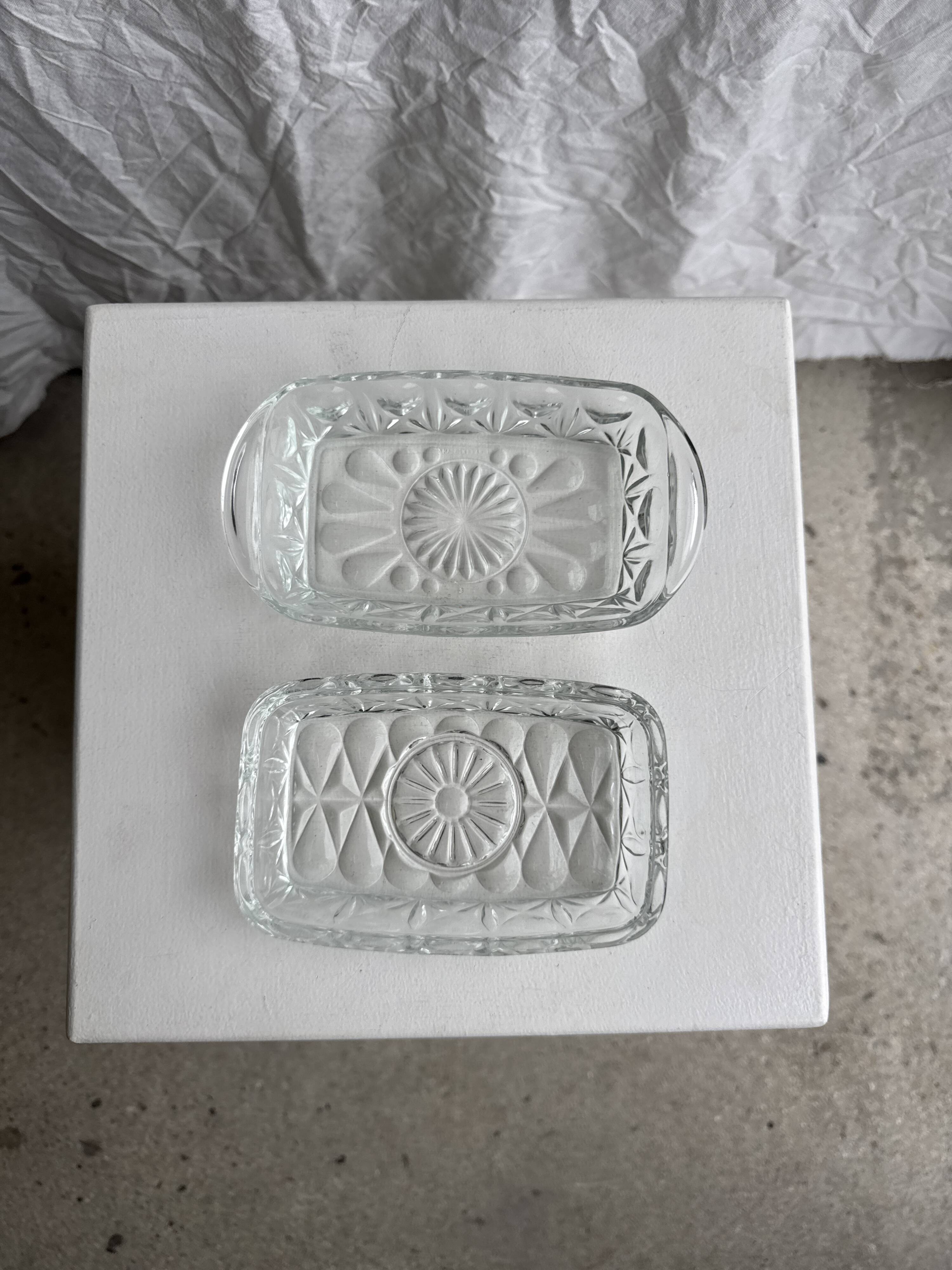 Vintage glass butter dish