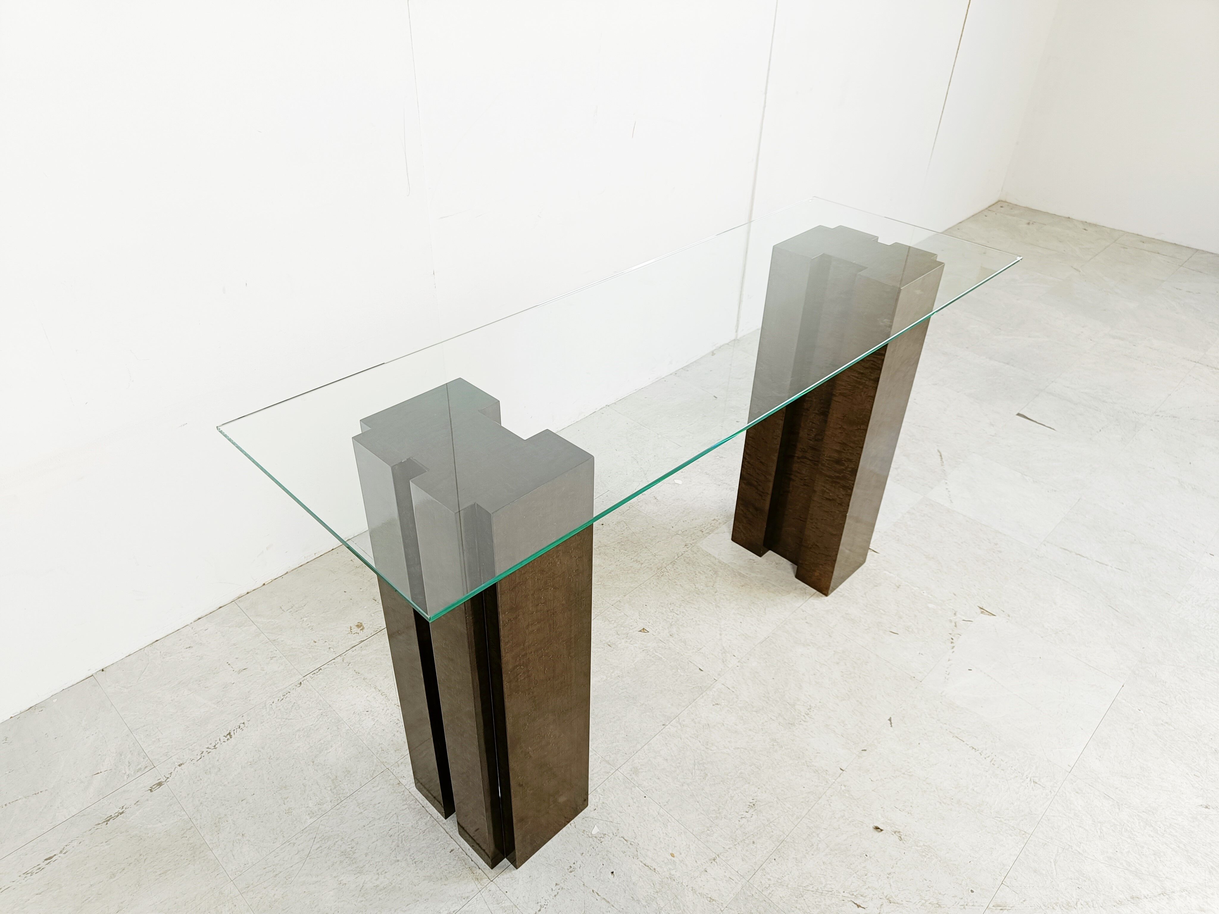 Vintage burl wood console, 1980s