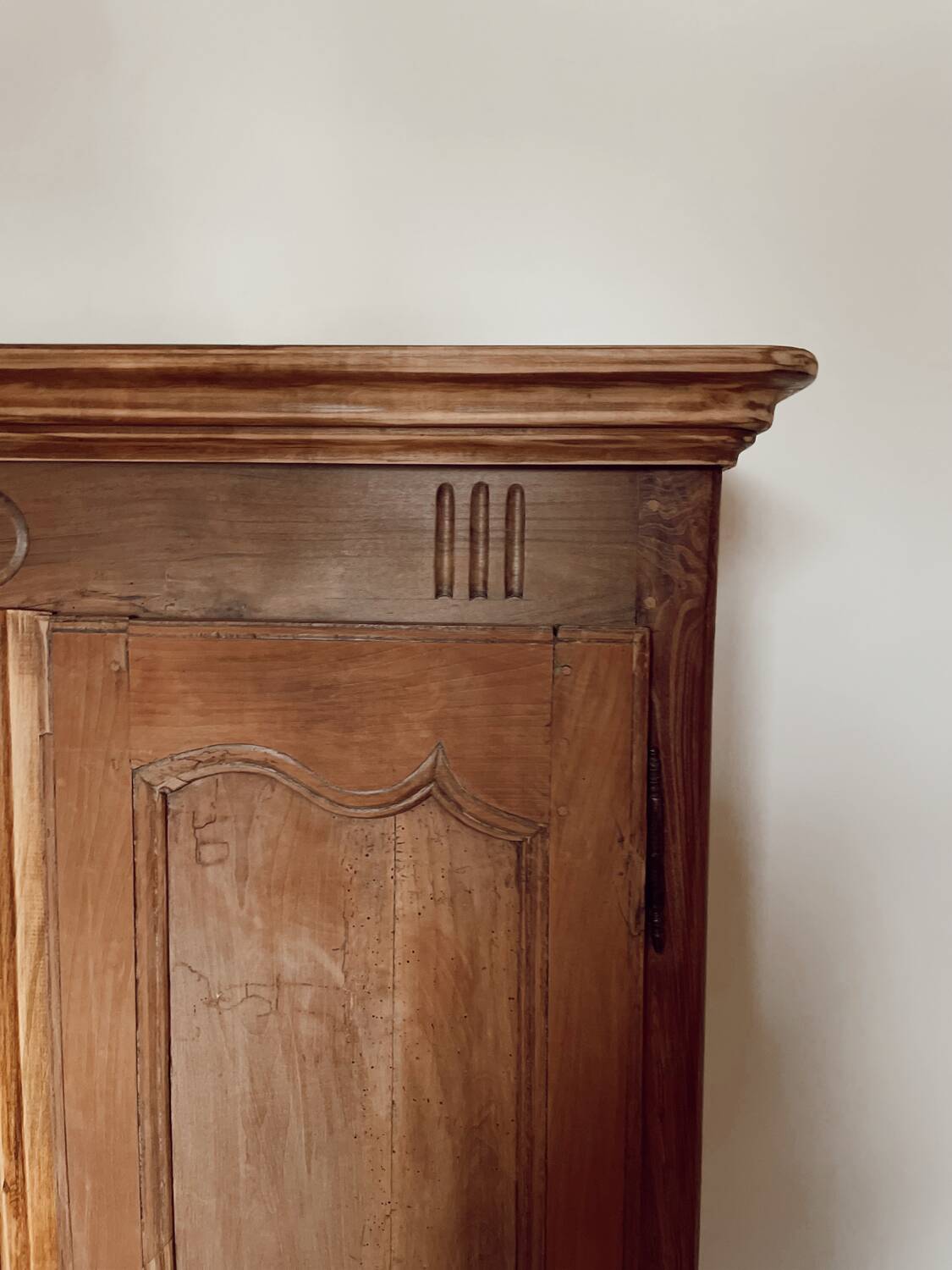 Vintage raw wood cabinet with patina