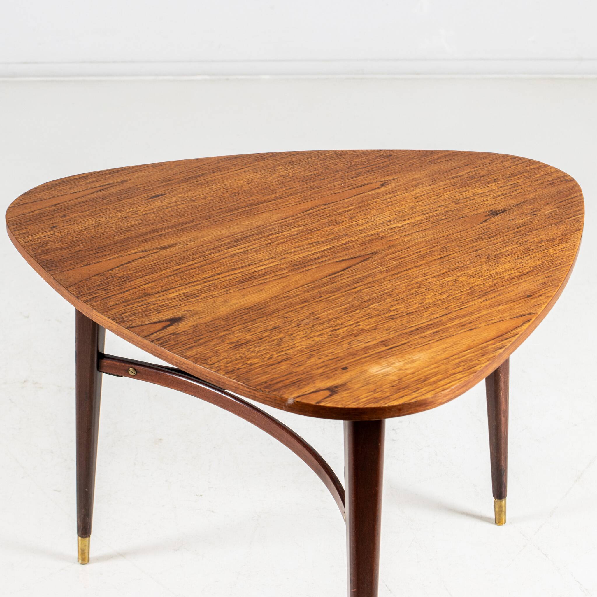 Vintage teak triangle coffee table 1960s Sweden