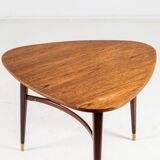 Vintage teak triangle coffee table 1960s Sweden
