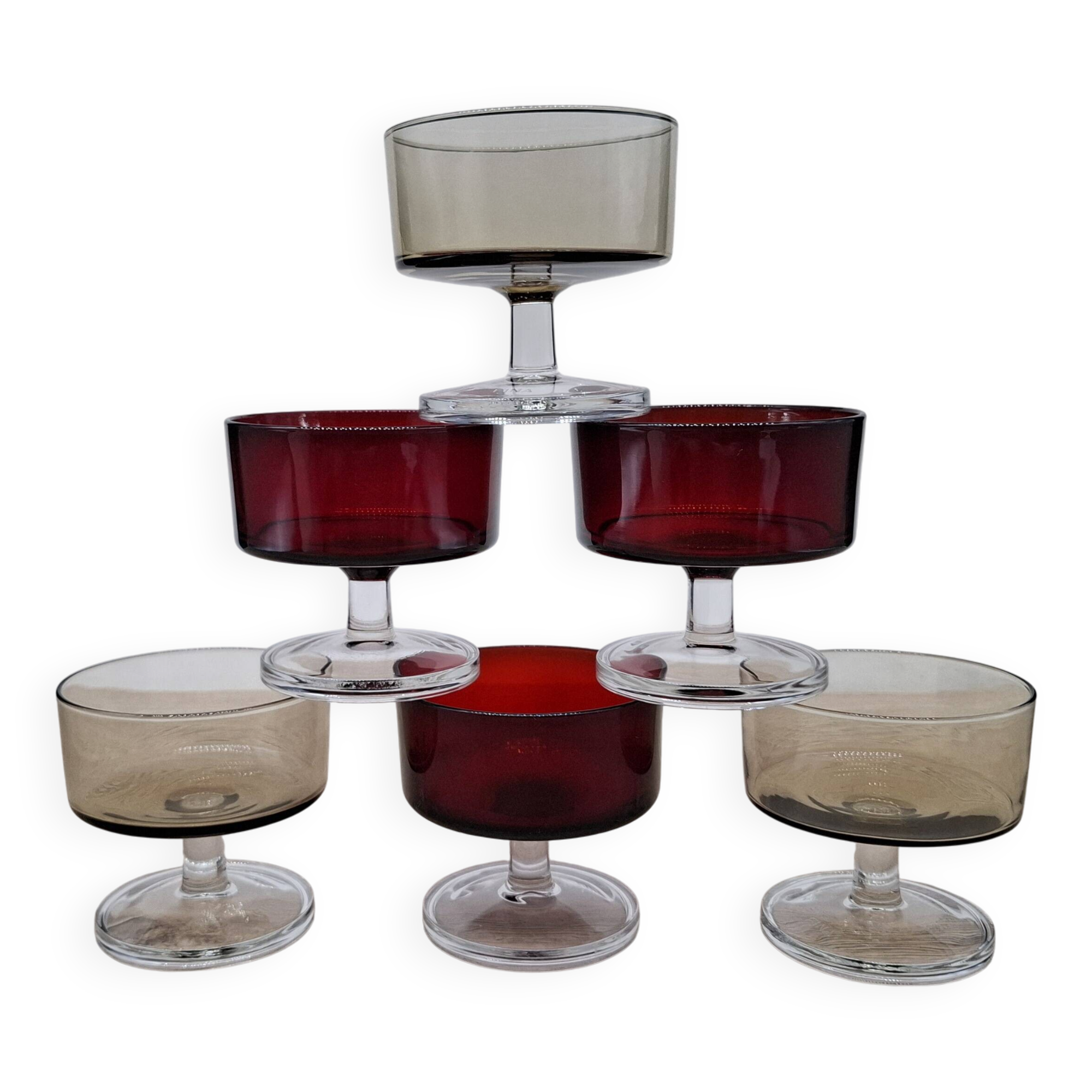 Set of 6 champagne glasses Cavalier Sweden Luminarc two-tone