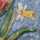 Mid-Century Modern "Still Life with Tulips" Swedish Vintage Expressionist Still Life Oil Painting, F