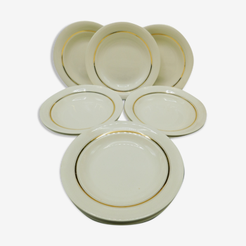 11 villeroy hollow plates - Boch Mettlach - Cream - gold