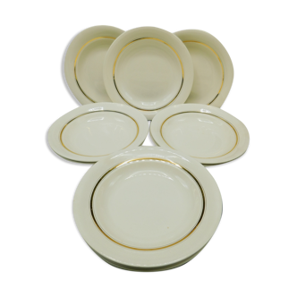 Set de 11 assiettes creuses Villeroy & Boch Mettlach crème & or