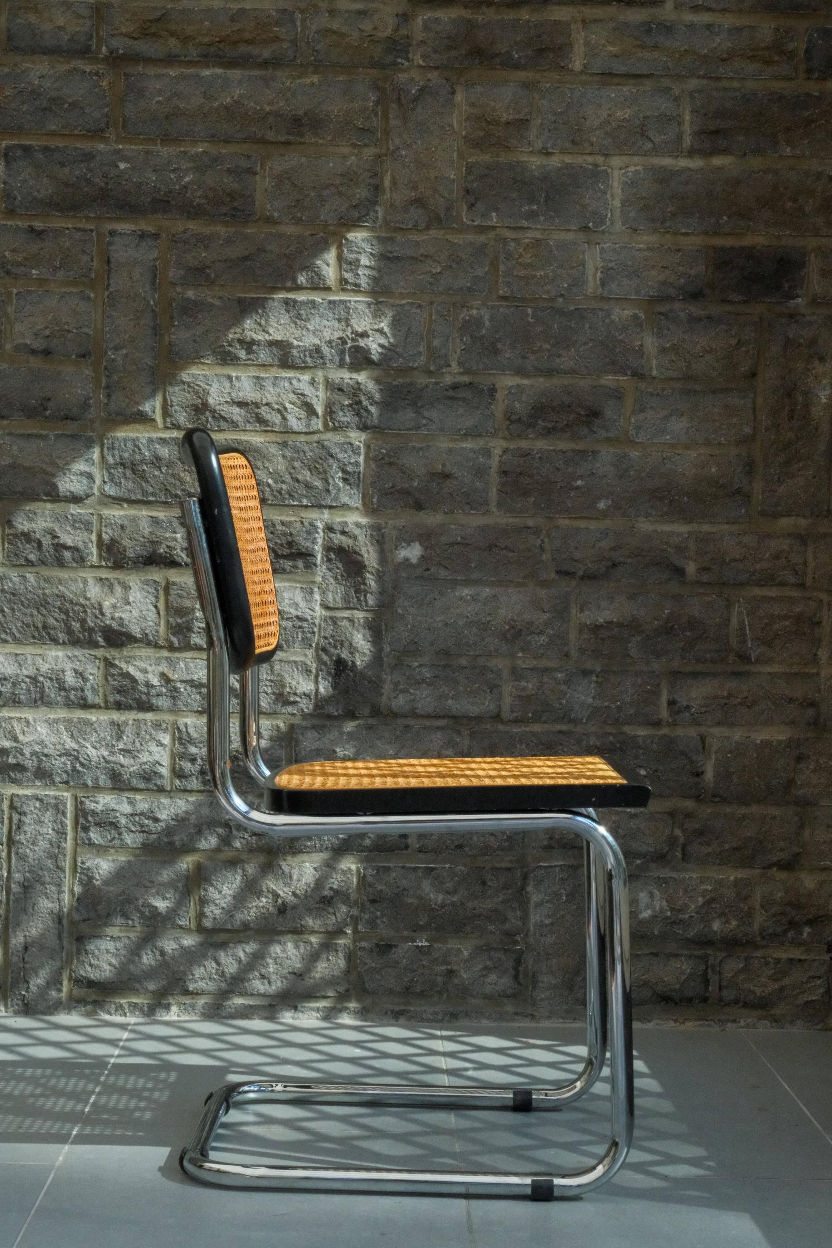 Pair of black Cesca chairs B32 Marcel Breuer