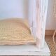 Console table in wood and white rattan