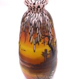 Vase Art Déco en verre peint et émaillé, signé Clio, circa 1920