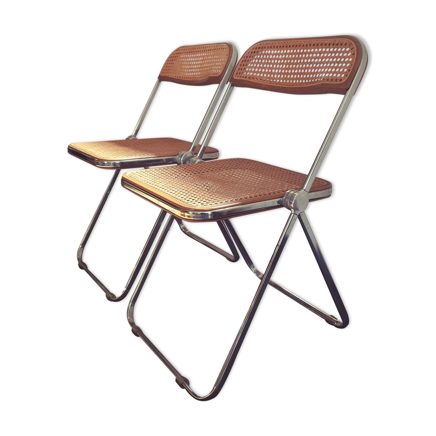 Paire de chaises Plia de Giancarlo Piretti produites par Castelli 1960