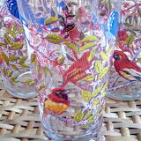 Vintage juice glasses, birds