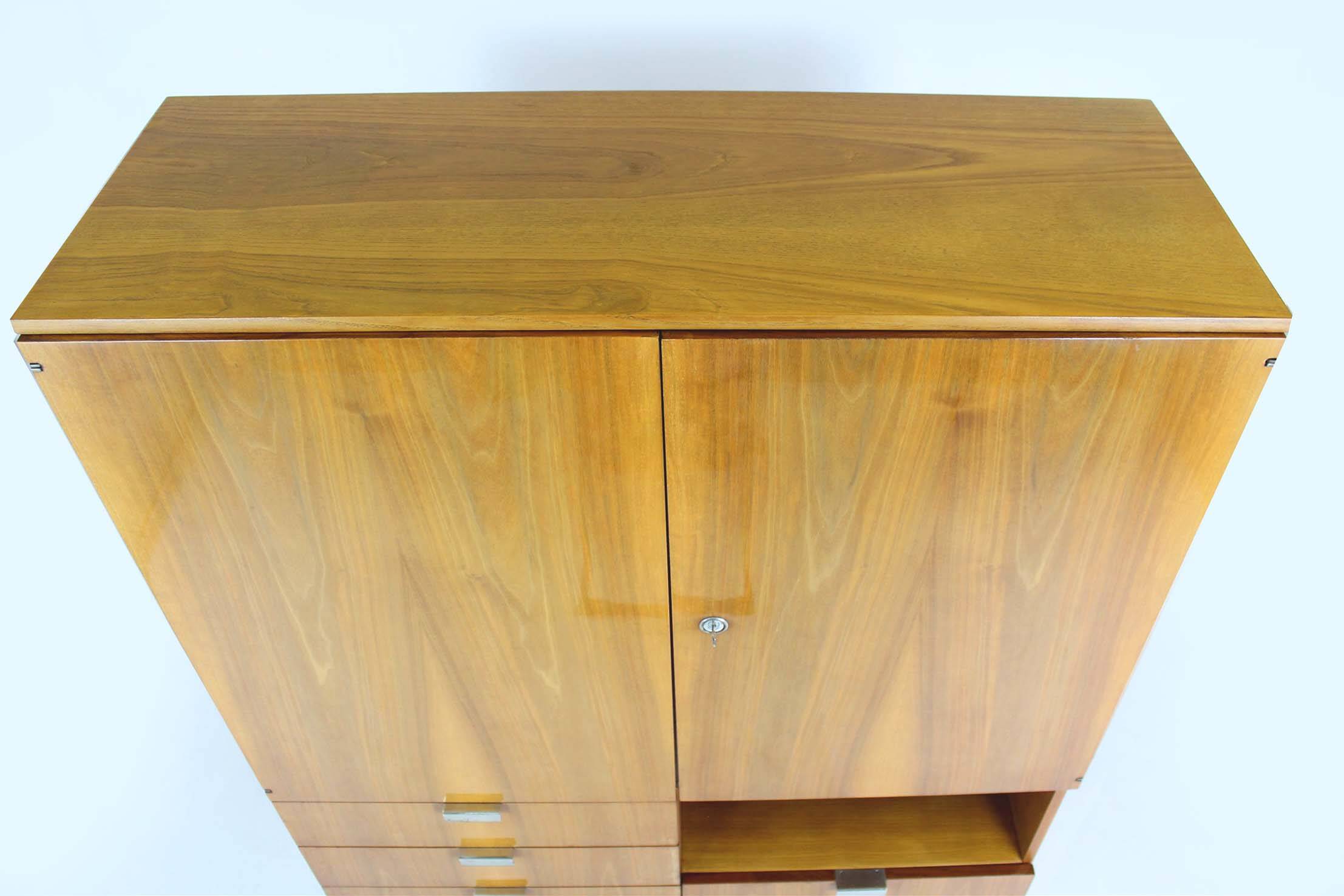 Mid-century ash and walnut wardrobes by Jitona, 1960s, set of 2.