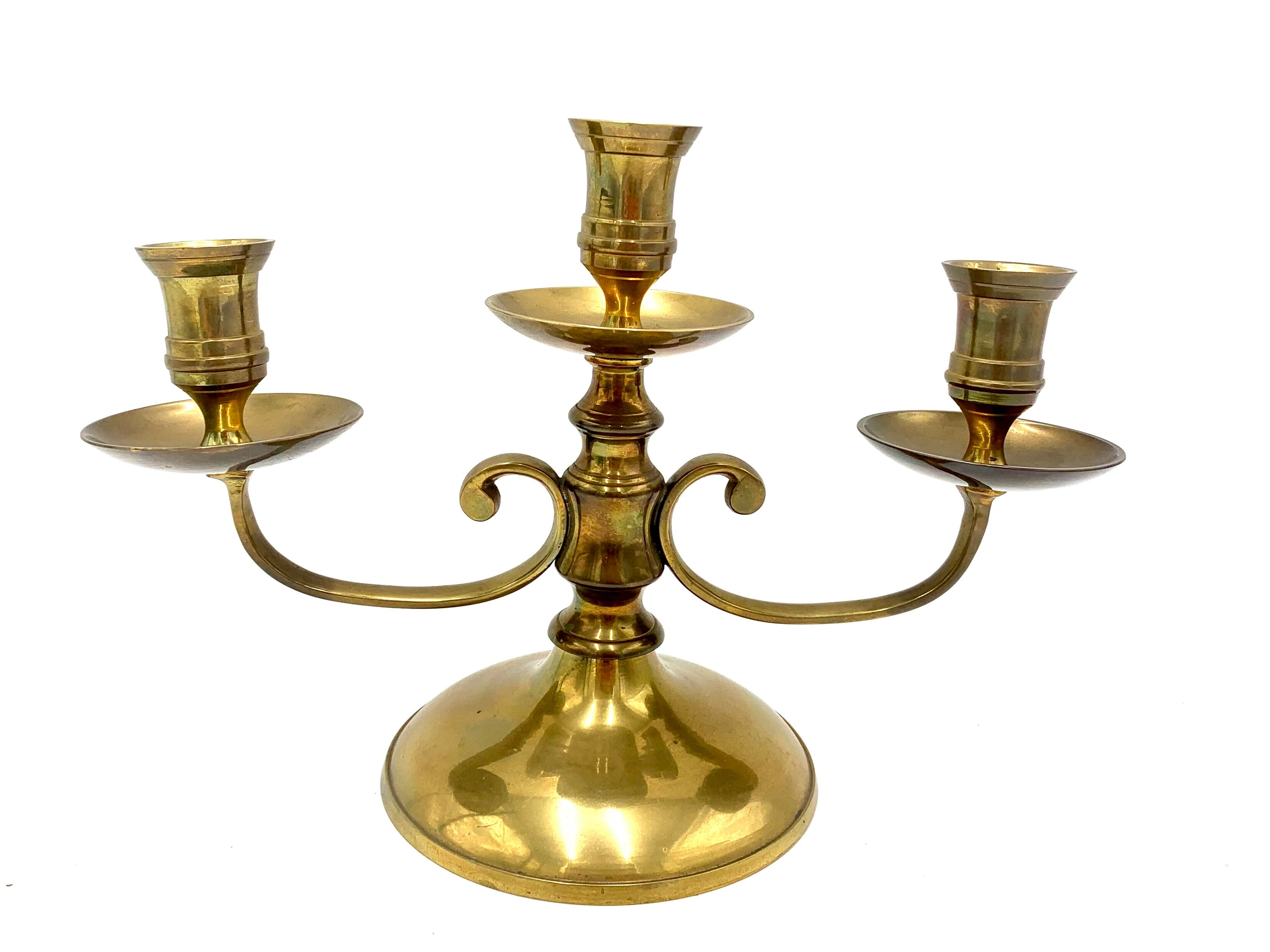 Brass three-arm candlestick