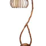 Lampadaire vintage en rotin Louis Sognot