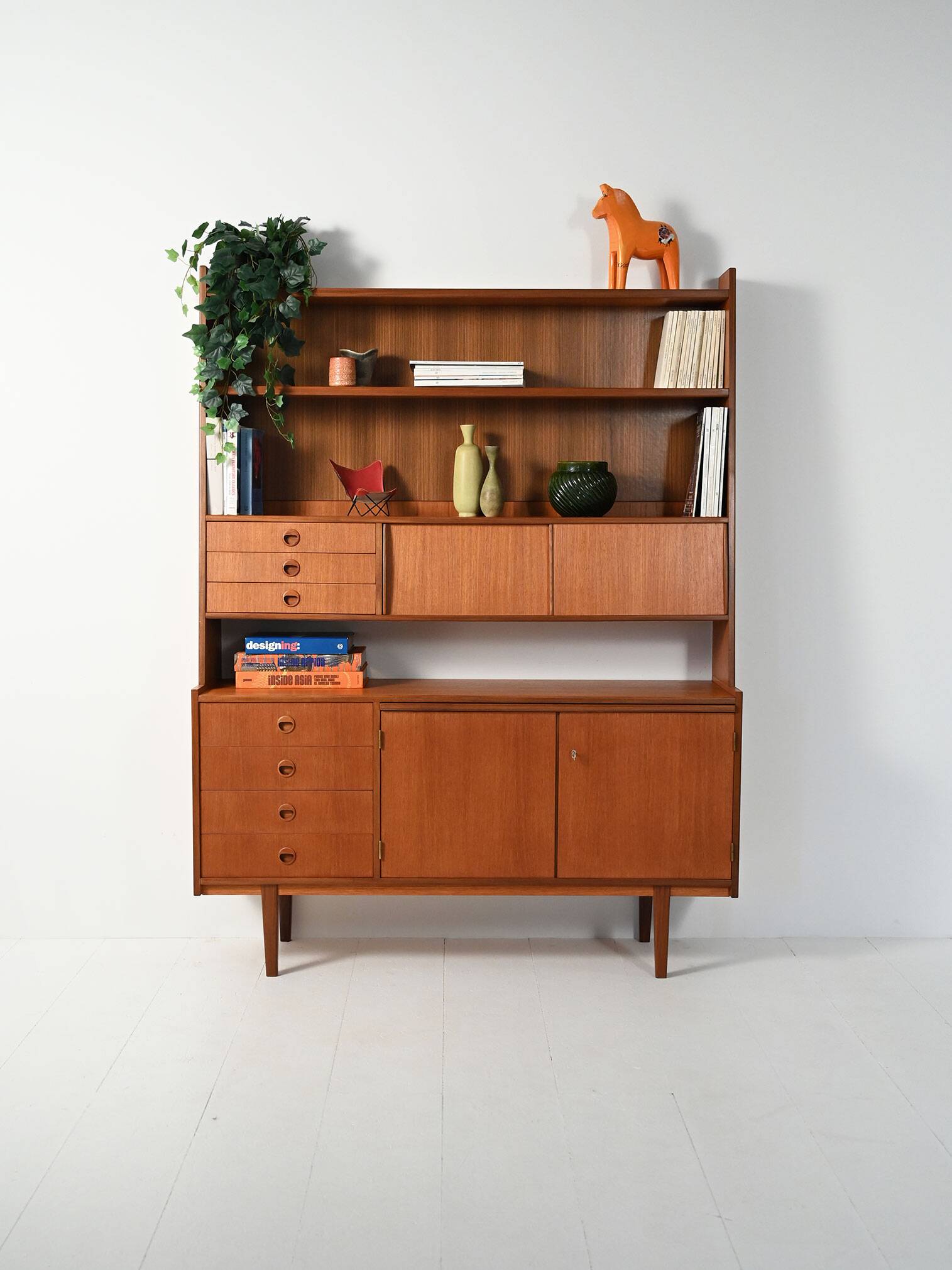 Sideboard with bookcase in teak and mahogany